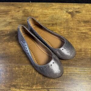 Frye Ballet Flats Shoes Girls Size 11 Pewter Carson Shimmer‎ Metallic Studded